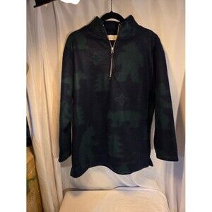 Vintage Christopher & Banks Bear Print Fleece Pullover Quarter Zip Size M